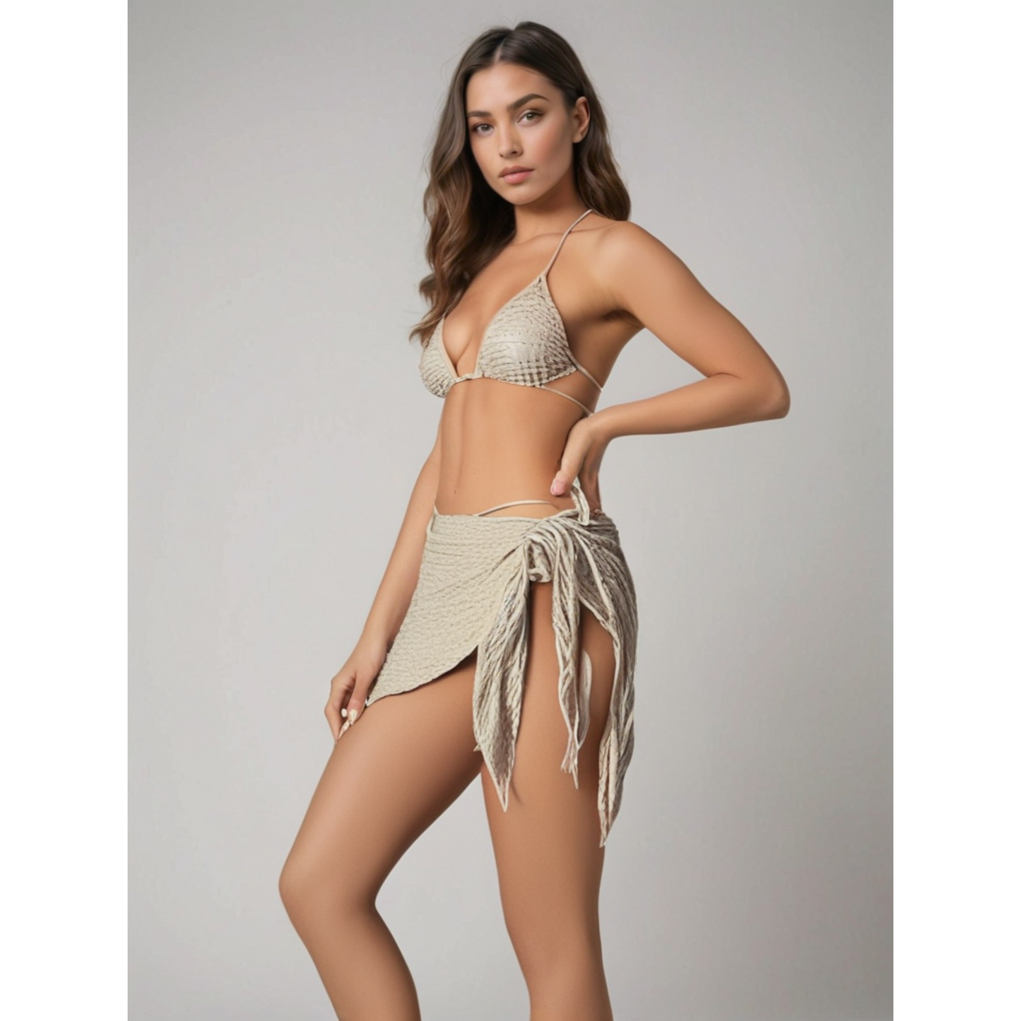 Sunkissed 3 in 1 Bikini Set met Rok - Abrikoos