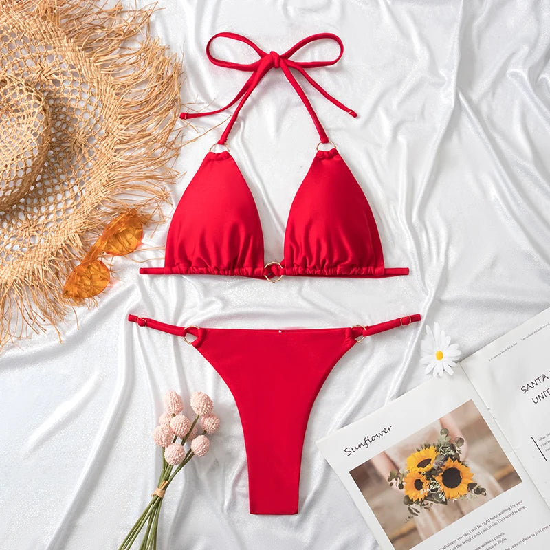 Sunkissed Bikini Set - Circle Chic - Geel / Zwart / Rood