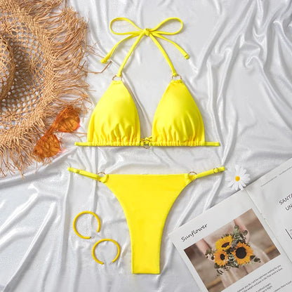 Sunkissed Bikini Set - Circle Chic - Geel / Zwart / Rood