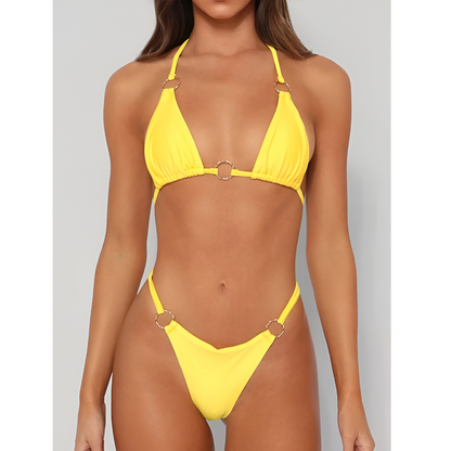 Sunkissed Bikini Set - Circle Chic - Geel / Zwart / Rood